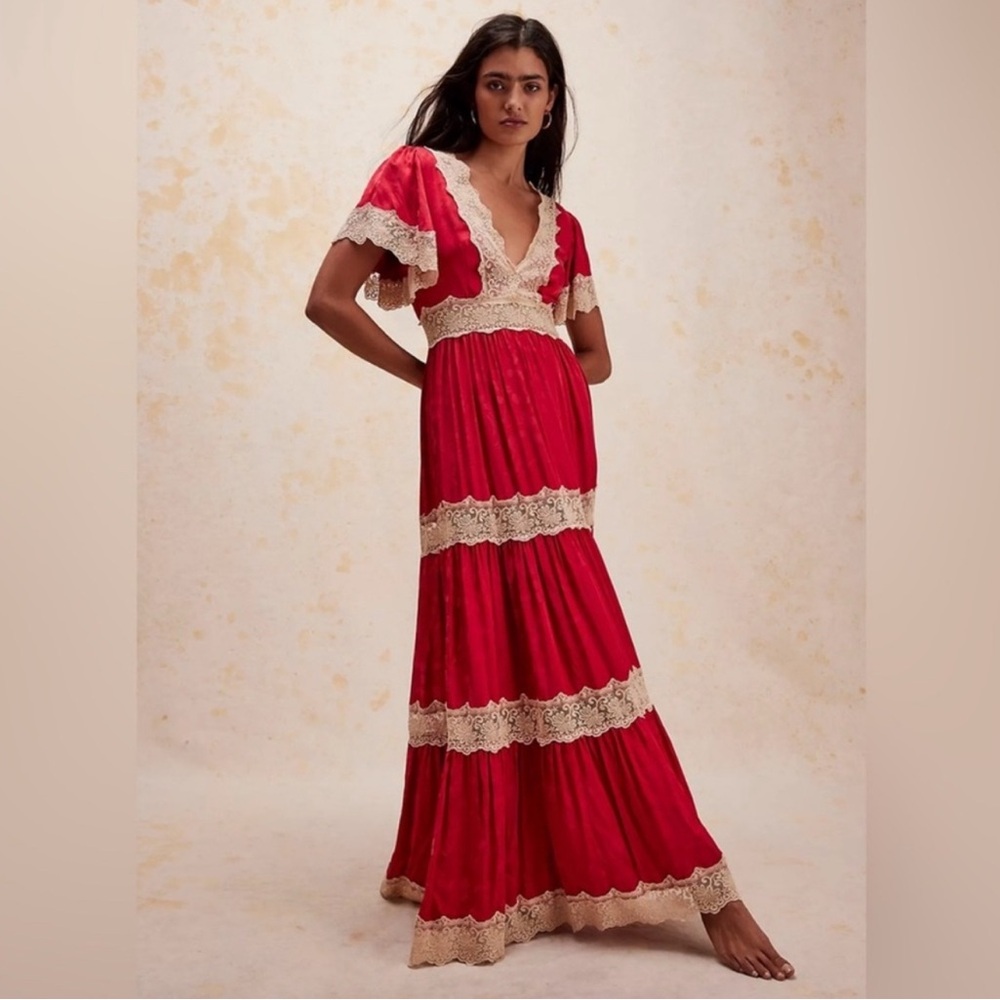Spell NWT New Red Free People Exclusive Ocean Maxi Dress XS